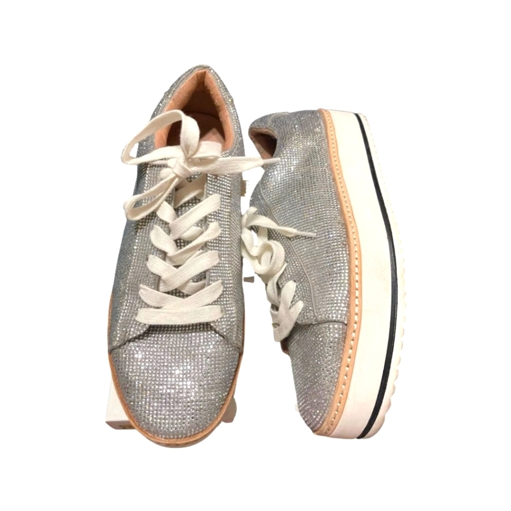 Chelsea and Violet Minie Rhinestone Embellished Lace-Up Platform Sneakers